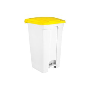 CONTENEUR CONTITOP mobile pédale plastique blanc jaune 90L