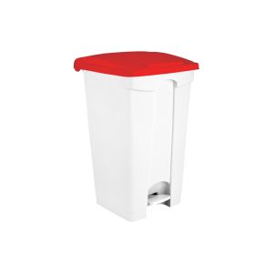 CONTENEUR CONTITOP mobile pédale plastique blanc rouge 90L