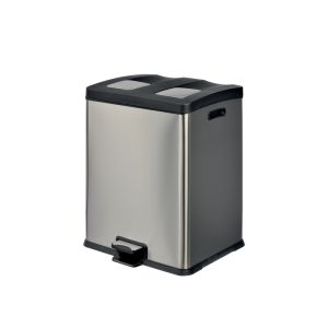 POUBELLE MULTIFLUX à péda pour tri sélectif inox brossé 2x30L