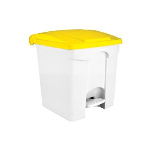 CONTENEUR CONTITOP mobile pédale plastique blanc jaune 30L x1