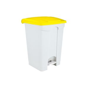 CONTENEUR CONTITOP mobile pédale plastique blanc jaune 45L