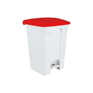 CONTENEUR CONTITOP mobile pédale plastique blanc rouge 45L