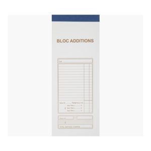 BLOC ADDITION autocopiant triple TVA numéroté 91x225MM dupli 50 2 10x5 paquets