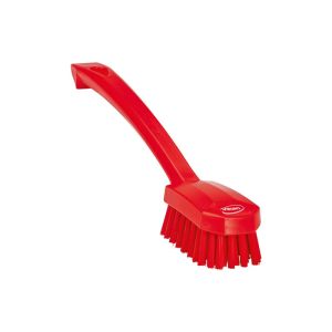 BROSSE A MAIN manche long rouge fibre médium 260MM