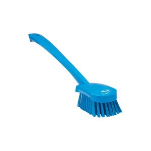 BROSSE A MAIN manche long bleue fibre dure 415MM