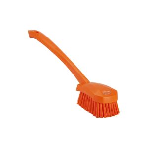 BROSSE A MAIN manche long orange fibre dure 415MM