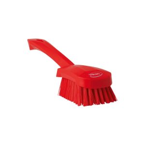 BROSSE A MAIN manche court rouge fibre dure 270MM