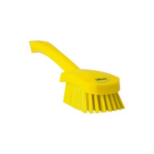 BROSSE A MAIN manche court jaune fibre dure 270MM