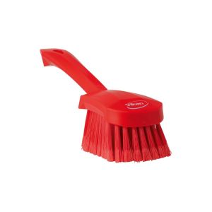 BROSSE A MAIN manche court rouge fibre souple fleuré 270MM