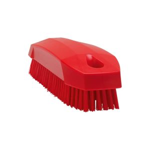 BROSSE A ONGLES rouge fibre dure 130MM