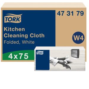 TORCHON W4 pour cuisine blanc 35.5x41.5CM 1 pli 75 x 4 paquets