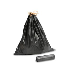 SAC POUBELLE A LIEN COULISSANT PEBD noir 50L 26 µ 0,68x0,75M 20 x 10 rouleaux