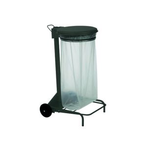 SUPPORT SAC COLLECROULE mobile à pédale acier gris gris 110L