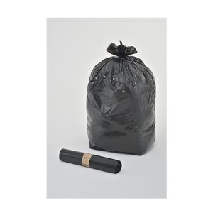 SAC POUBELLE A LIEN CLASSIQUE PEBD noir 110L 25µ 0,7x1,05M 25 x10 rouleaux