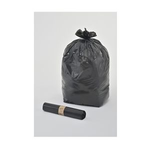 SAC POUBELLE A LIEN CLASSIQUE PEBD noir 110L 55µ 0,70x1,05M 25 x8 rouleaux soit 200