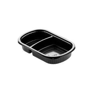 COFFRET REPAS noir 2 compartiments 0,720L 24x15x4CM 50 x 5 paquets