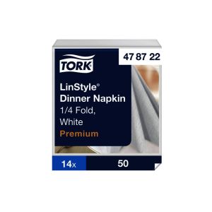 SERVIETTE DINNER LINSTYLE blanche pliage en 4 39x39CM 50 x14 paquets
