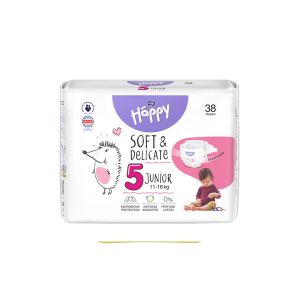 COUCHE BEBE à scratch BBHappy Soft&Delicat Junior T5 11-18KG 38 x5 paquets