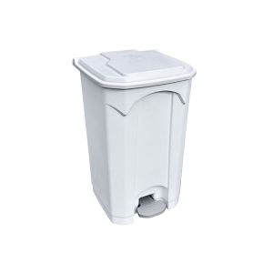 POUBELLE A PEDALE STRONGLY blanche alimentaire à couvercle blanc 90L