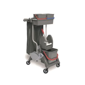 CHARIOT DE MENAGE SKY PLUS 2X10 avec presse à plat et roues diam. 80MM