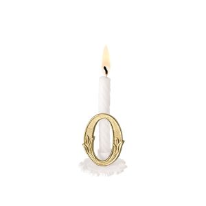 BOUGIE ANNIVERSAIRE blanche avec support blanc 1 or 7CM Boite de 10