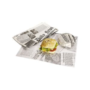 FEUILLE en papier paraffiné pour burger décor journal 33x40CM 1250 x 2 paquets